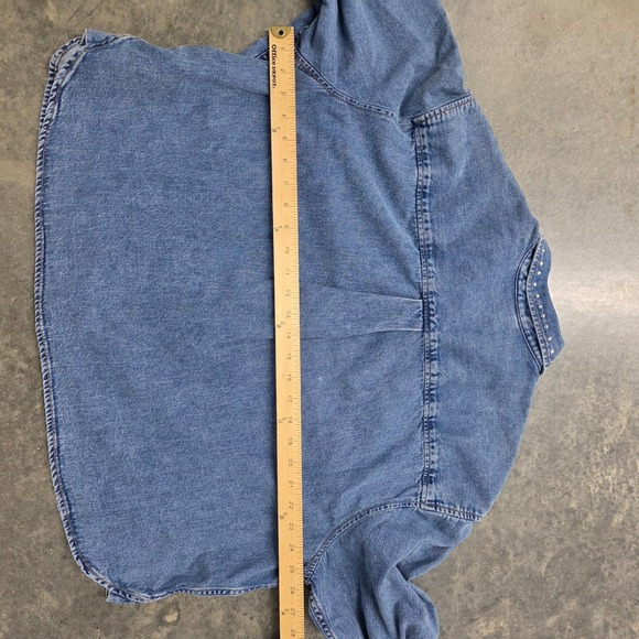 Y2K 90s Style Gap Denim Shirt Jacket Shacket Studded Collar Oversized XL - Picture 6 of 6